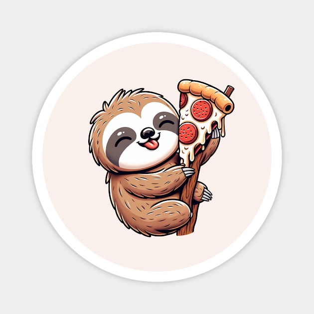 Cute Sloth with a Slice of Pizza Magnet by logiamerch